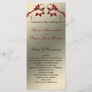 programa vermelho do casamento do marfim floral