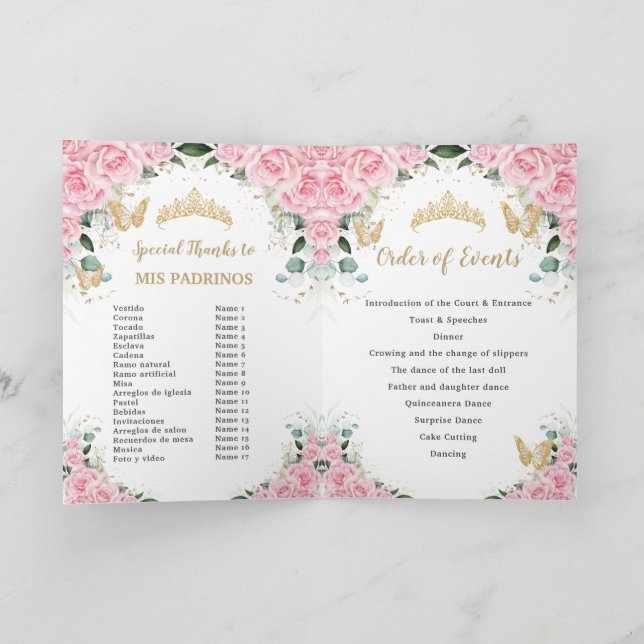 Programa Vestido Floral Rosa Dourado Quinceañera Ordem dos  (Interior)