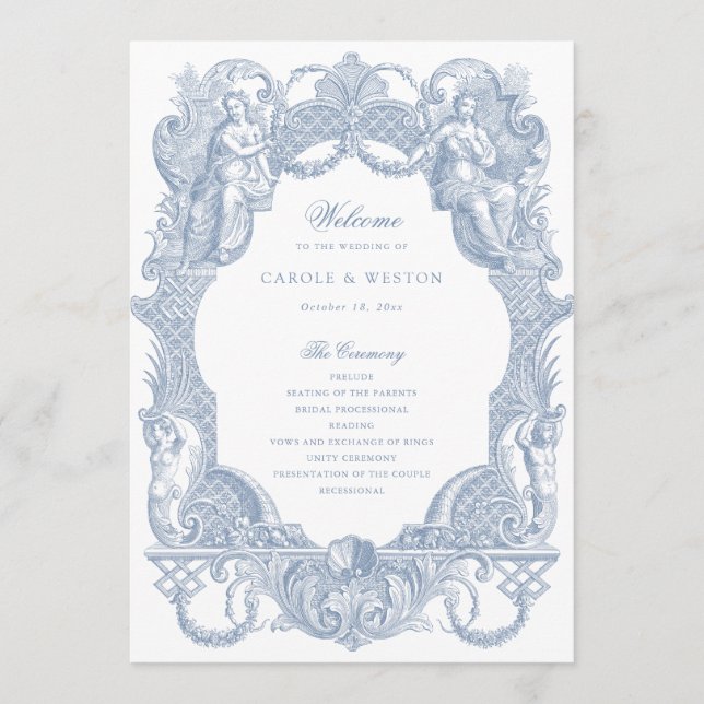 Programa Vintage Barroco Frame Blue Toile Casamento (Frente)