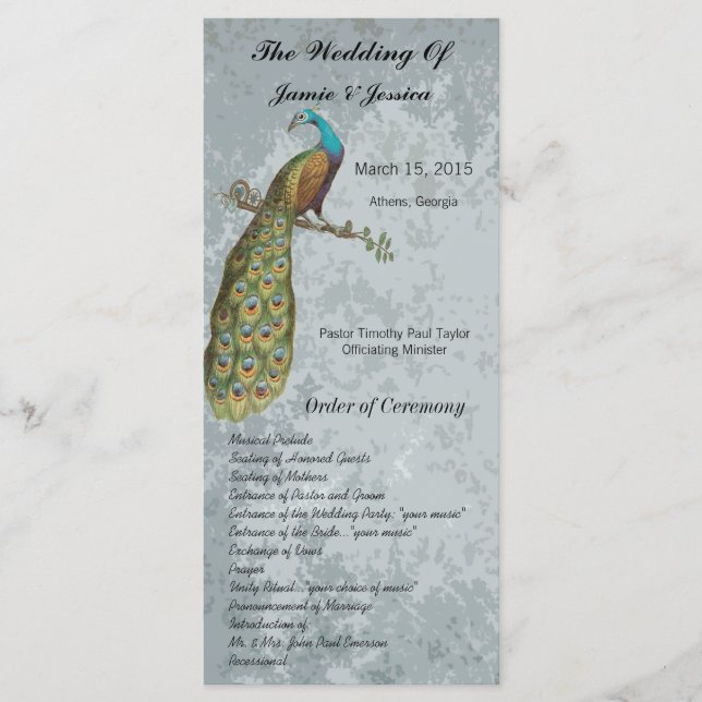 Programa Vintage Bird Wedding Program (Frente)