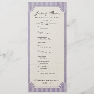 Programa Vintage Charm Custom Lilac Purple Weding Program