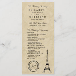 Programa Vintage Eiffel Tower Paris Wedding