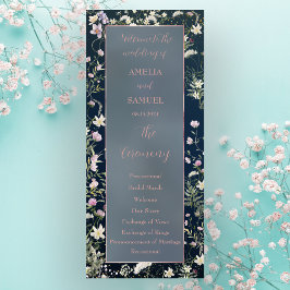 Programa Vintage Elegant Dusty Blue Floral Casamento