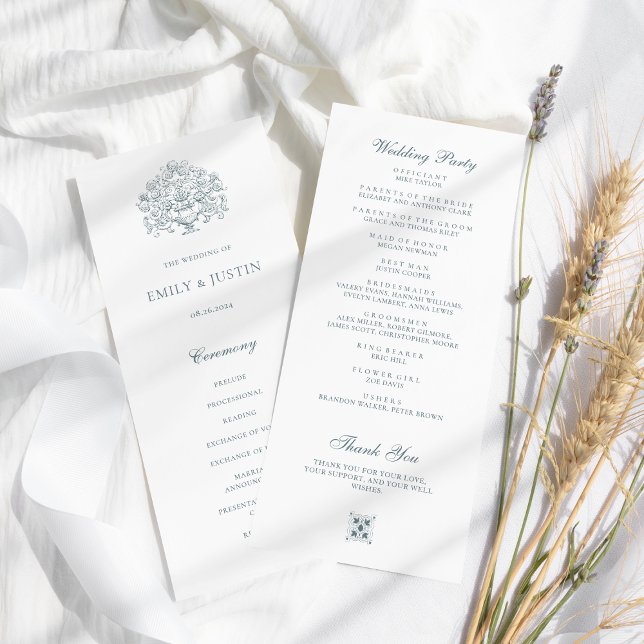 Programa Vintage Elegante Dusty Casamento Barroco Azul (Criador carregado)