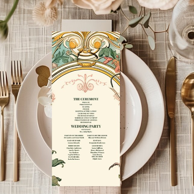 Programa Vintage Floral Art Nouveau Wedding (Criador carregado)