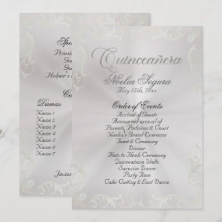 Programa Vintage Frame Quinceanera Program - Pearl/Silver