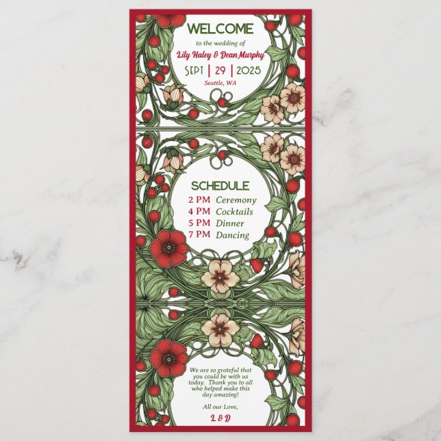 Programa Vintage Garden Art Nouveau Wedding (Frente)