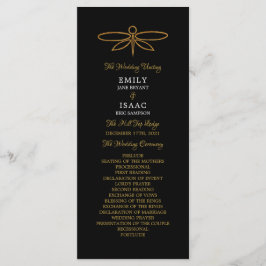 Programa Vintage Gold Foil Dragonfly Weding Program