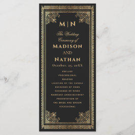 Programa Vintage Gothic Dourado Casamento Vitoriano