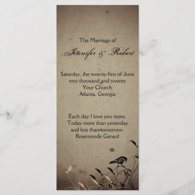 Programa Vintage Gothic House Wedding Program (Frente)