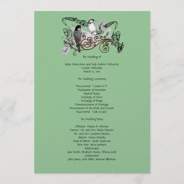 Programa Vintage Love Birds Wedds Program (Frente)