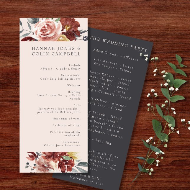 Programa Vintage Marsala Blush Pewter Floral (Criador carregado)