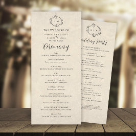 Programa Vintage Minimalist Boho Wedding Program