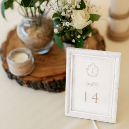 Programa Vintage Monographic Crest Beige Wedle Table Number