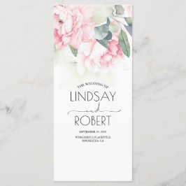 Programa Vintage Pink Flowers Elegant Wedding Programs