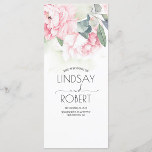 Programa Vintage Pink Flowers Elegant Wedding Programs
