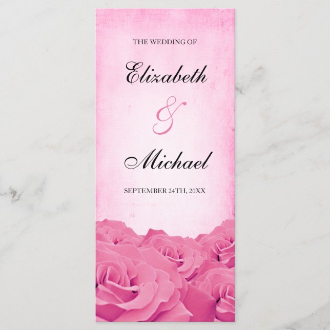 Programa Vintage Pink Rose Weding Program (Frente)