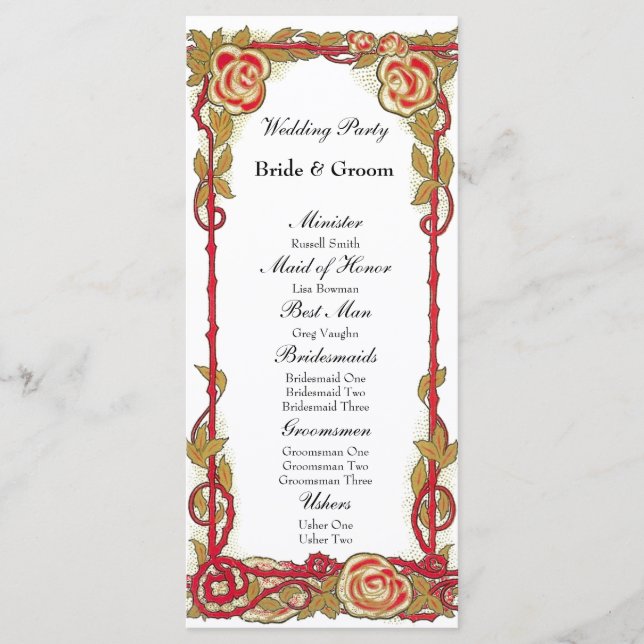 Programa Vintage Rosa Christian Weding Program (Frente)