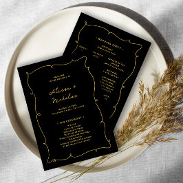 Programa Vintage Whimsical Elegant Black e Dourado Wedes
