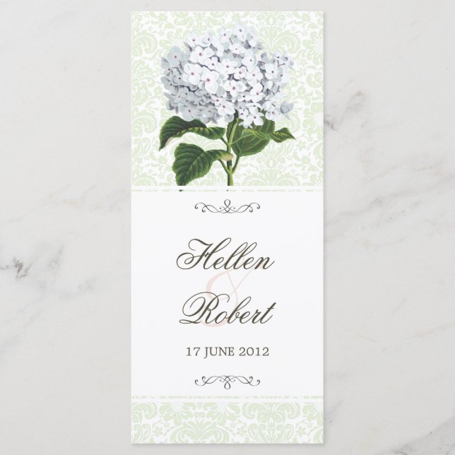 Programa Vintage White Hydrangea Wedemony Program (Frente)