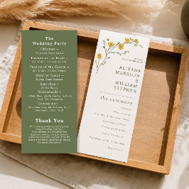 Programa Vintage Yellow Floral Rustic Wedding