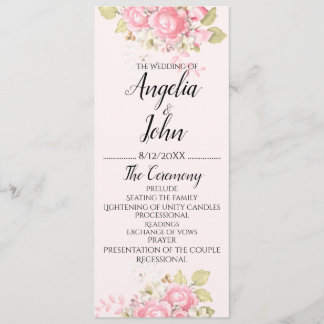 Programa Watercolor Floral Wedding Cermony