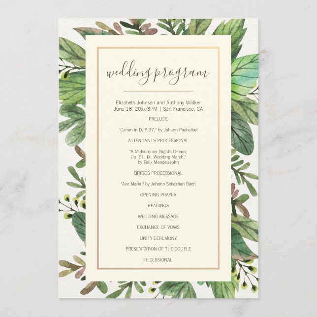 Programa Watercolor Greenery e Woodsy Wedding (Frente)