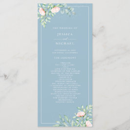 Programa Watercolor Greenery Peach Rosas Dusty Blue Weding