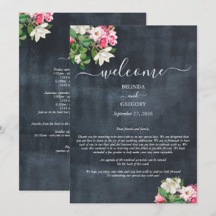 Programa Watercolor Magnolia Flowers Casamento Itinerário