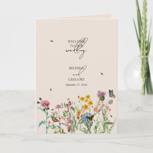 Programa Watercolor Wildflower Wedding Order (Frente)