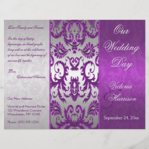 Programa Wedding do damasco II de prata e roxo