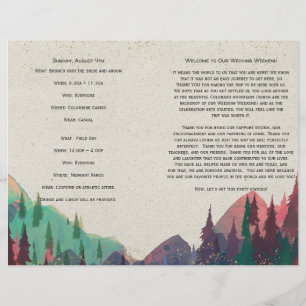 Programa Wedding dobrado casamento de acampamento