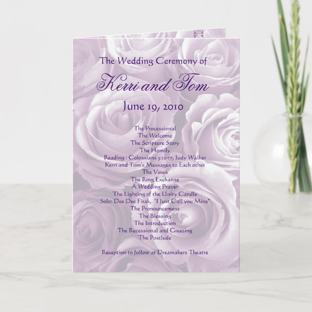 Programa Wedding personalizado ROXO da LAVANDA (Frente)