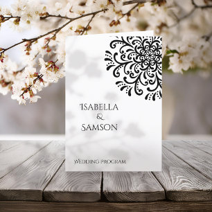 Programa Whimsical Black and White Flourish Weds