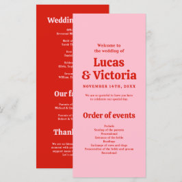 Programa Whimsical Bright Red and Pink Wedds