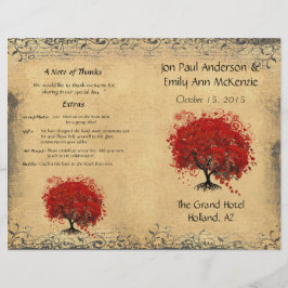 Programa Whimsical Red Heart Leaf Tree Weding