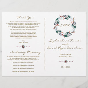 Programa Whimsical Winter Berries Wreath Weds