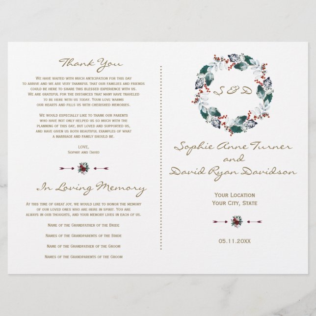 Programa Whimsical Winter Berries Wreath Weds (Frente)