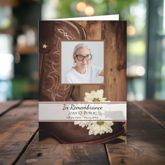 Programa White Daisies Cowboy Boots Serviço Funeral Ocident (Criador carregado)