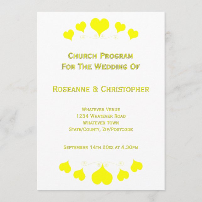 Programa Yellow Hearts Design Wedding (Frente)