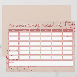 Programação de Classe Semanal de Estrelas Rosa Gir