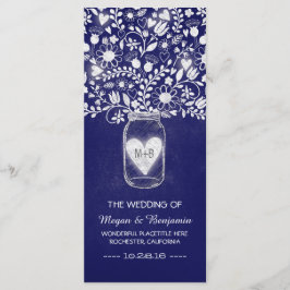 programas de casamento azuis reais florais mason j