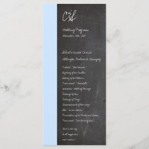 Programas de Casamento Azul Chalkboard