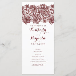 Programas de Casamento Brancos Elegante de Lace Bu
