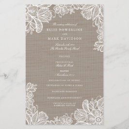 Programas de Casamento Burlap e Lace