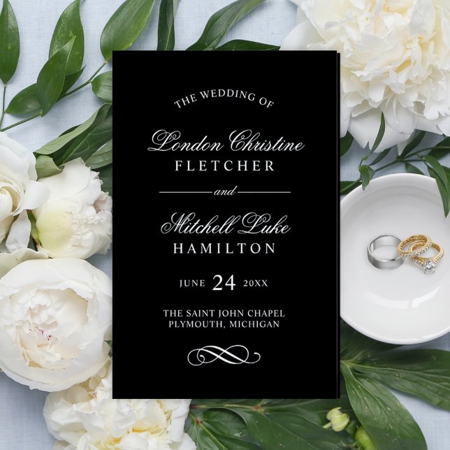Programas de Casamento Clássicos Elegantes Preto e (Criador carregado)