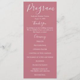 Programas de Casamento com Rosas Rosa Malva e Rosa