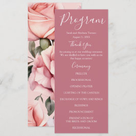 Programas de Casamento com Rosas Rosa Malva e Rosa