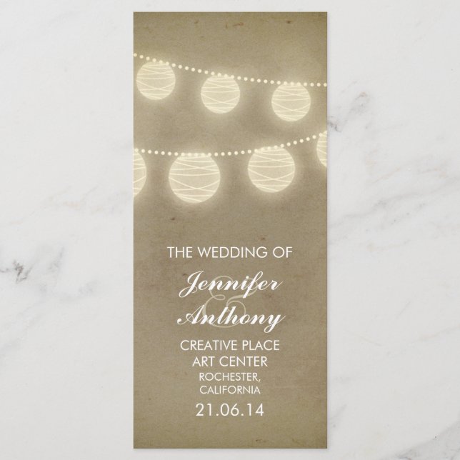 programas de casamento da vintage lanterna na moda (Frente)