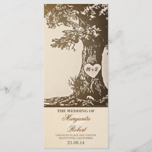 programas de casamento de árvores de amor vintage